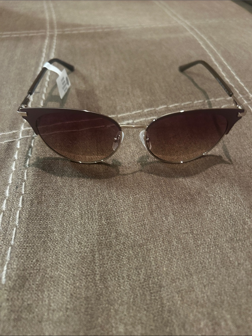 Calvin Klein Metal Cat Eye Satin Brown Sunglasses CK19309- Brown Gradient Lenses